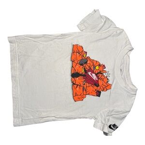 Nike Kids White Tee with Bold Orange and Red Box Graphic Size 4T